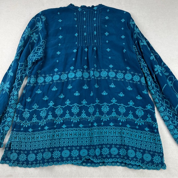 Johnny Was Ciaga Tamara Tunic Embroidered Eyelet Boho Peasant Blouse Top Sz M - Picture 8 of 12
